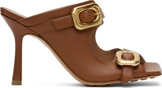 Brown Stretch Buckle Mule