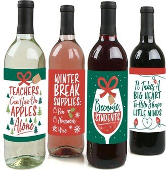 Big Dot Of Happiness Teacher Holiday Presents Appreciation Gift Wine Bottle Label Stickers 4 Ct