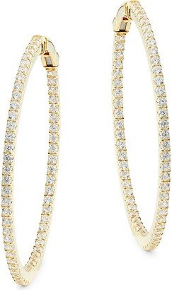 Goldplated Sterling Silver & Simulated Diamond Hoop Earrings