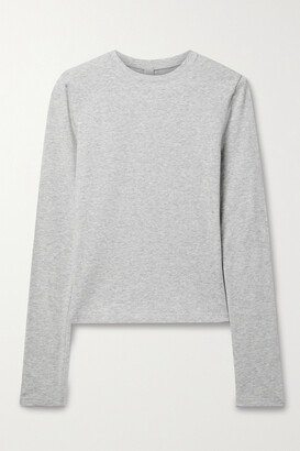 Stretch-cotton Jersey Top - Light Heather Gray