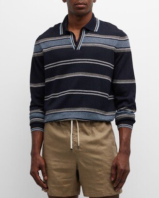 Men's Avaika Silk Stripe Polo Sweater