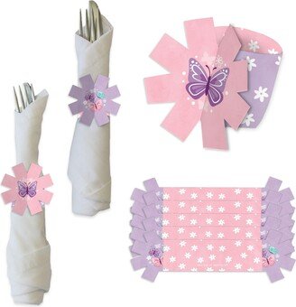 Big Dot Of Happiness Beautiful Butterfly Floral Baby Shower or Birthday Holder Napkin Rings 24 Ct