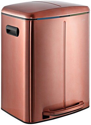 Rose Gold Marco Rectangular 10.5Gal Double Bucket Trash Can With Soft-Close Lid