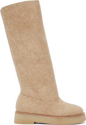 Beige Felt Form Boots