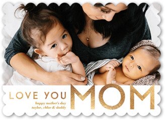 Mother's Day Cards: Love You Mom Mother's Day Card, White, 5X7, Matte, Signature Smooth Cardstock, Scallop