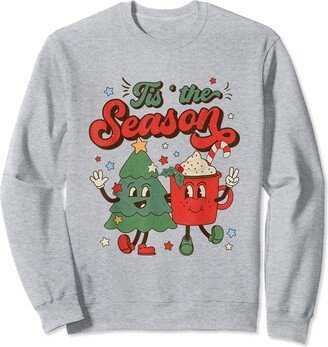 Retro Tis The Season Christmas Gifts Retro Tis The Season Christmas Tree Coffee Latte Pajamas Sweatshirt