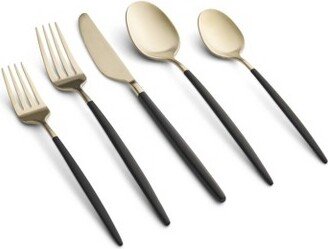 20pc Gaze Black Champagne Satin Flatware Set