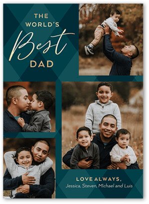 Father's Day Cards: Best Dad Plaid Father's Day Card, Blue, 5X7, Matte, Signature Smooth Cardstock, Square