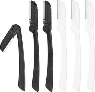 Unique Bargains Stainless Steel Eyebrow Razor Black White 6Pcs