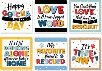 Big Dot Of Happiness Happy Gotcha Day - Funny Pet Adoption Party Decor - Drink Coasters - Set of 6