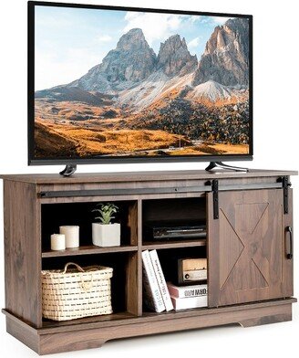 Farmhouse Sliding Barn Door TV Stand Storage Cabinet Console w/ Adjustable Shelf