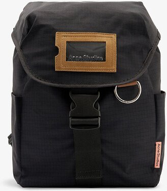 Womens Black D-ring Woven Backpack