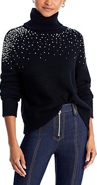 Wool Rhinestone Turtleneck Sweater