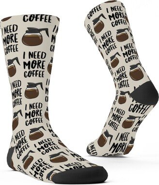 Socks: I Need More Coffee Custom Socks, Brown