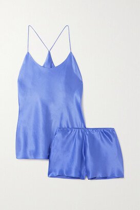 Bella Silk-satin Camisole Pajama Set - Blue