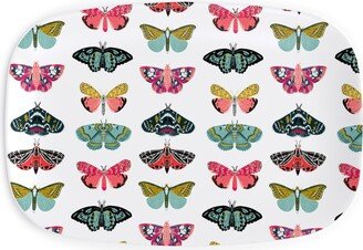 Serving Platters: Moths And Butterflies Spring Garden - Light Serving Platter, Multicolor