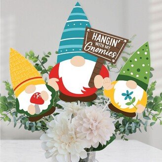 Big Dot of Happiness Garden Gnomes - Forest Gnome Party Centerpiece Sticks - Table Toppers - Set of 15