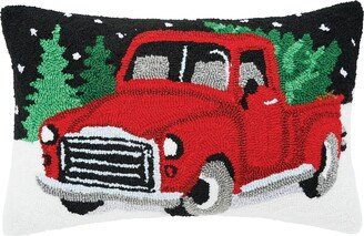 Snowy Truck Hooked Throw Pillow