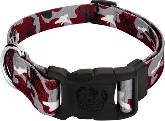 Country Brook Petz® Deluxe Crimson and White Camo Dog Collar - U.S.A., Large