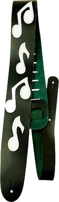 Perri's Leathers Ltd. Perri's Leather Guitar Strap with White Leather Music Notes Black 2.5 Width