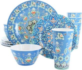 Laurie Gates Tallulah 16 Piece Round Melamine Dinnerware Set in Blue