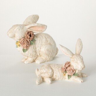 7H Sullivans Resting Bunny Figurine Pair Set of 2, Multicolor