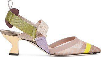 Colibri 55 Colorblock FF Monogram Slingback Pumps