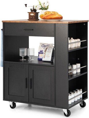 IGEMANINC P2 MDF Rolling Kitchen Baker's Rack, Open Shelf, Storage Cabinet Kitchen Cart with Towel Rack for Living room