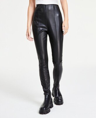 Juniors' Faux Leather High-Rise Skinny Pants