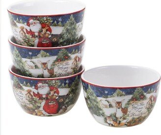 22oz 4pk Earthenware Magic of Christmas Santa Ice Cream Bowls