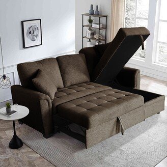 TOSWIN Modern Storage Full-size Sofa Bed Polyester Padded Seat Sectional Sofa Reversible Chaise with Pull-out Sleeper and Casters