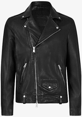 Mens Black Milo Leather Biker Jacket