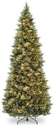 National Tree Company National Tree 10' Carolina Pine Slim Wrapped Tree with Flocked Cones & Clear Lights