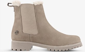 Womens Taupe Grey Lyonsdale Shearling-lined Leather Chelsea Boots