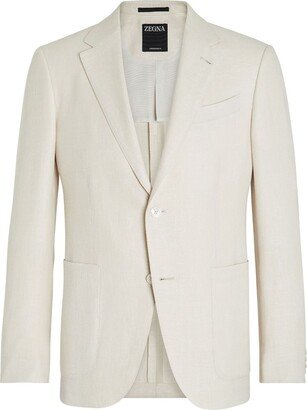 Microstructured Fairway linen-wool jacket