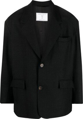 Single-Breasted Wool Blazer-BL