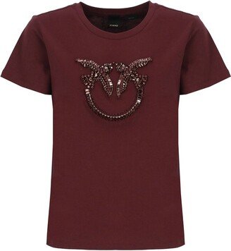 Love Birds Bead-Embellished Crewneck T-Shirt