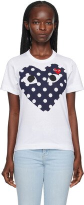 White Big Double Polka Dot Heart T-Shirt