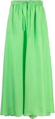 High-Waist Silk Midi Skirt