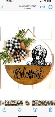 Golden Retriever 18 Inch Door Hanger Welcome Sign, Dog Sign