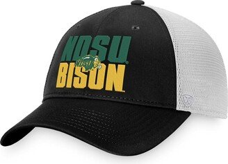 Men's Black, White Ndsu Bison Stockpile Trucker Snapback Hat - Black, White