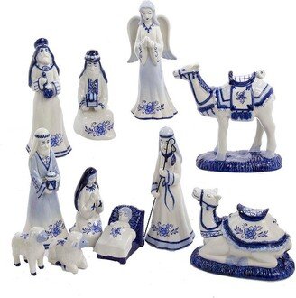 Kurt S. Adler Kurt Adler 1.97-6.7 Inch Porcelain Delft Blue Nativity Set, 11-Piece Set