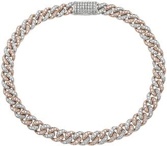 7 All Over Diamond Two Tone Rose and White Gold Curb Chain 14k gold