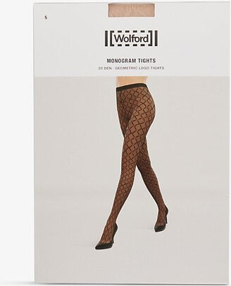 Womens Fairly Light onogram High-rise Patterned Stretch-woven Tights