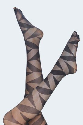 Geo Print Semi-Sheer Tights