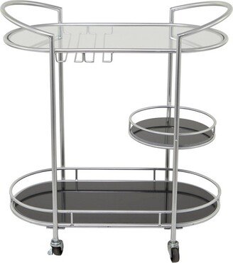 Contemporary Metal 3-Tier Oval Bar Cart Silver - Olivia & May