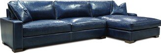 Buttercup Italian Top Grain Leather Sectional, Right Arm Chaise