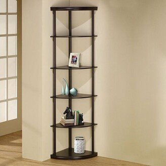 Snake River Décor 5 Shelves Bookshelf Modern Pie Shaped Brown - 52 x 63