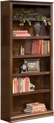 75 Inch Transitional Wooden Bookcase with 6 Open Shelves, Brown