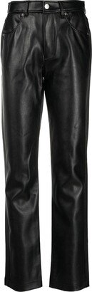 Leather-Effect Straight-Leg Trousers
